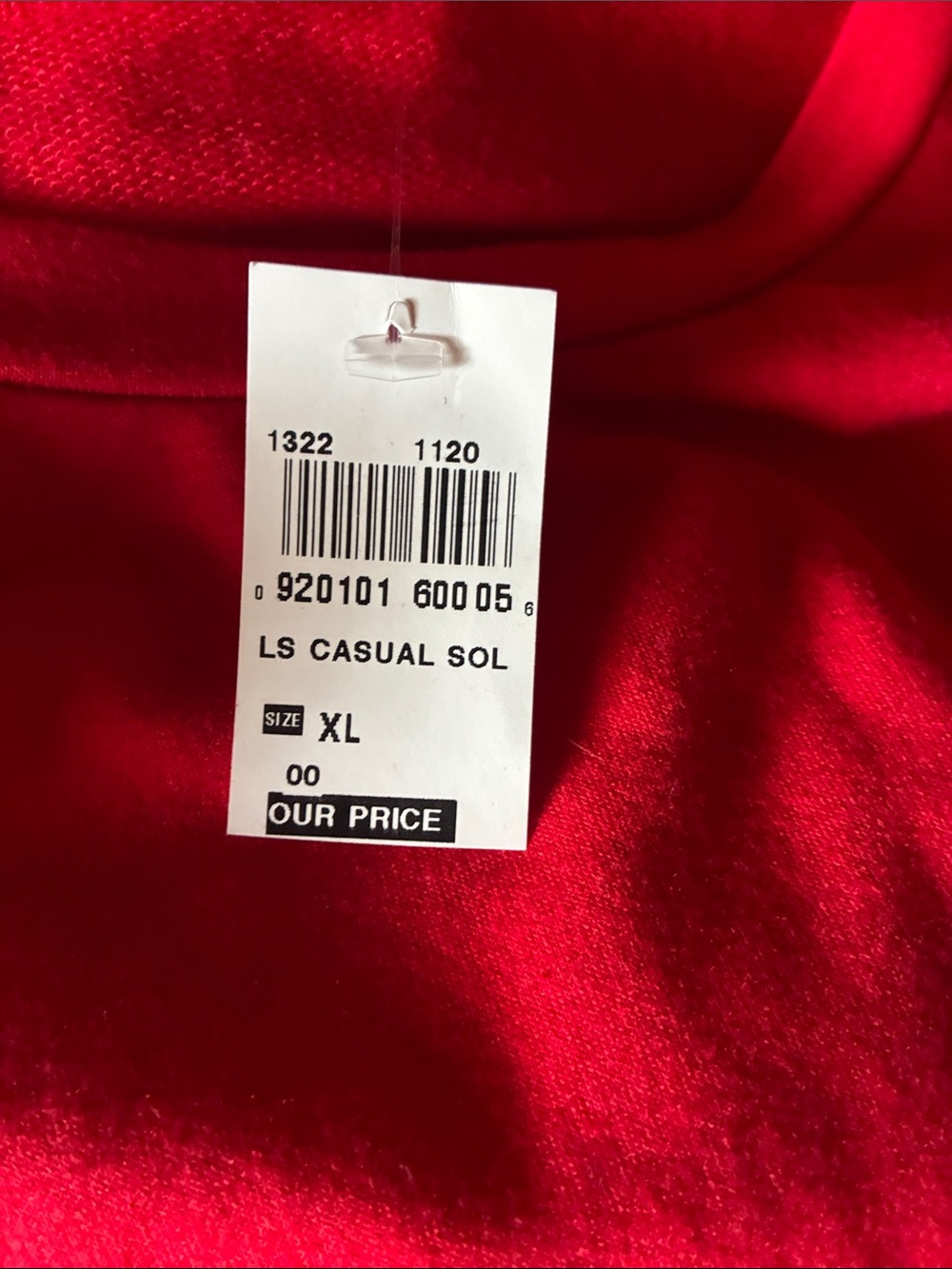 NWT West Coast Love Red Long Sleeve Casual Tee Top with Front Tie XL - Picture 5 of 5